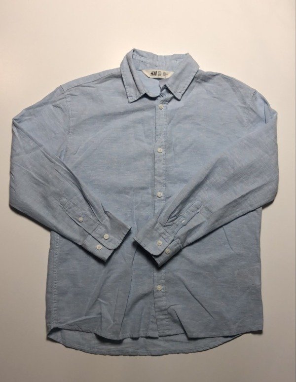 Producto - Camisa Manga Larga Celeste HyM 8 años - 1