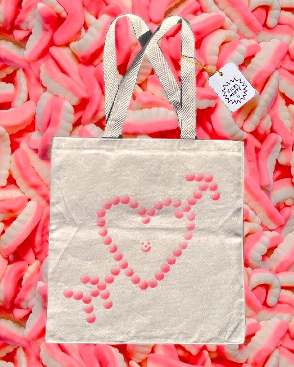 Producto - Totebag corazón perlitas