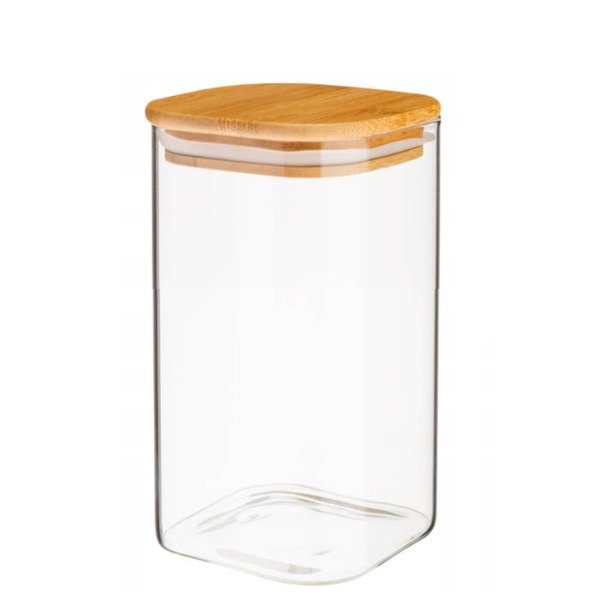 Producto - Frasco Vidrio Cuad. Tapa Bambu 950Ml
