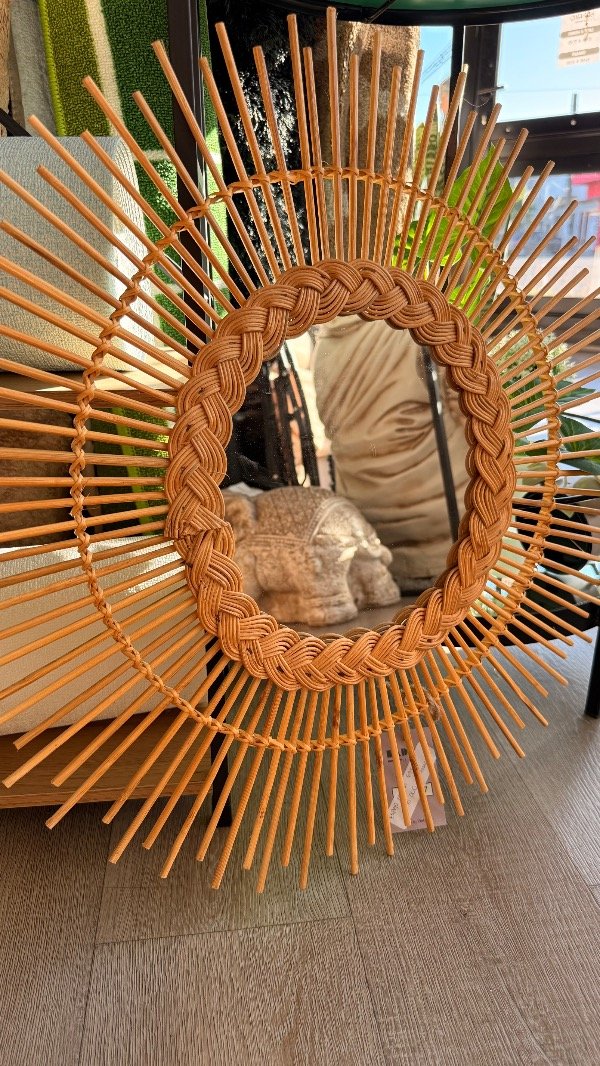 Producto - Espejo de Rattan borde trenzado 61cm