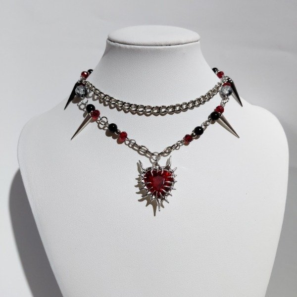 Producto - Collar danger heart rojo