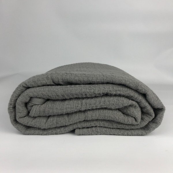 Producto - Manta/Pie de Cama Waffle de Gasa Gris Topo 1.20 x 2