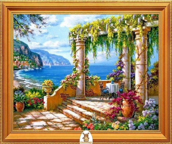 Producto - DIAMOND PAINTING 30X40 PERGOLA AL MAR EGEO
