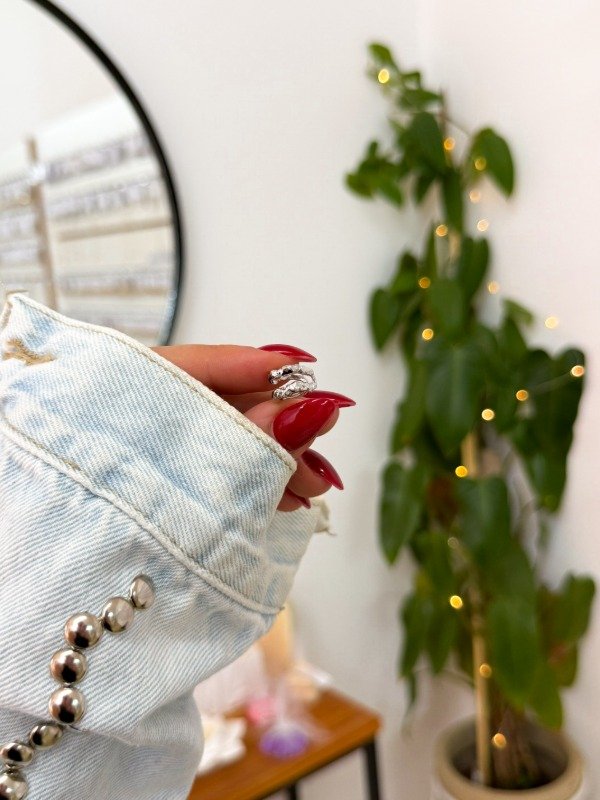 Producto - Ear cuff acero quirúrgico doble irregular inflado