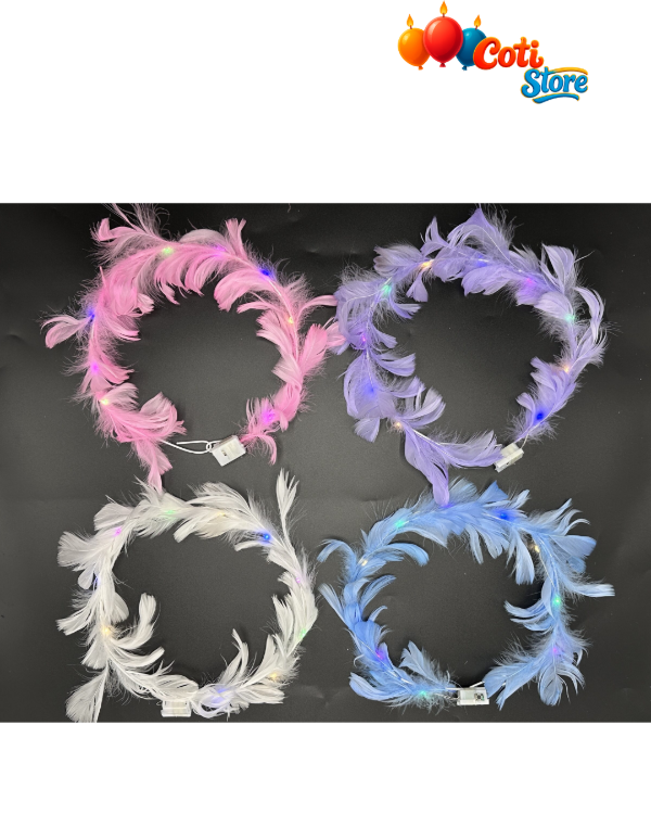 Producto - Vincha Corona Tiara Plumitas Led