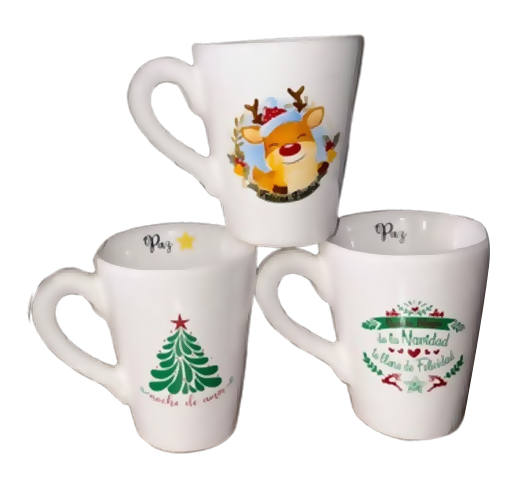 Producto - TAZA NAVIDEÑA BLANCA DE CERAMICA UNA ASA