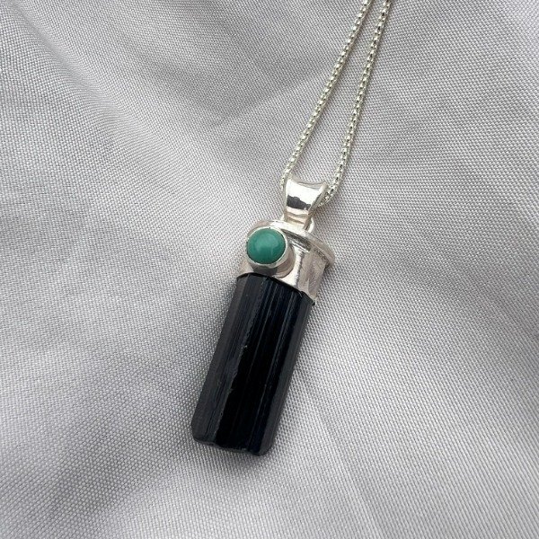 Producto - DIJE TURMALINA NEGRA CON TURQUESA - 0