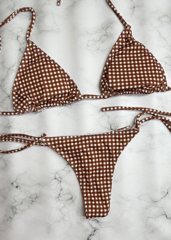 Producto - Bikini cuadros marrón