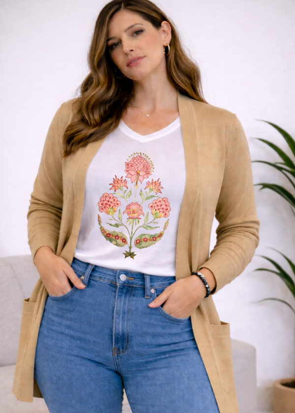 Producto - Conjunto saco acrilico maiz + remera escote V