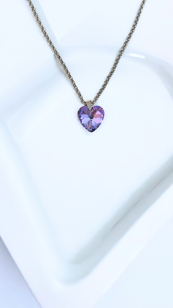 Producto - Conjunto corazón de cristal rosa