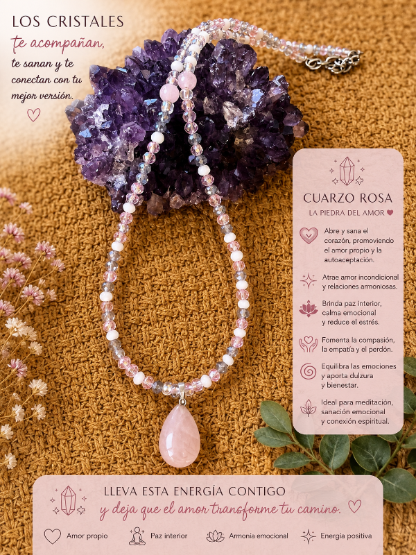 Producto - Collar Cuarzo rosa y cristales