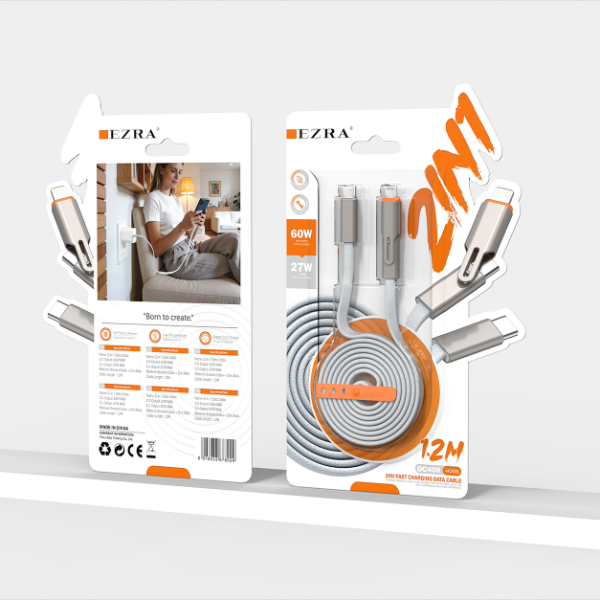 Producto - Cable 2En1 Carga Rápida Notebook IPhone Android 60w Tipo C Y 27w Iphone DC408. - 0