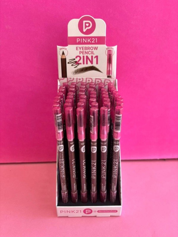 Producto - Caja x48uni. Lapiz y cepillo para cejas pink21
