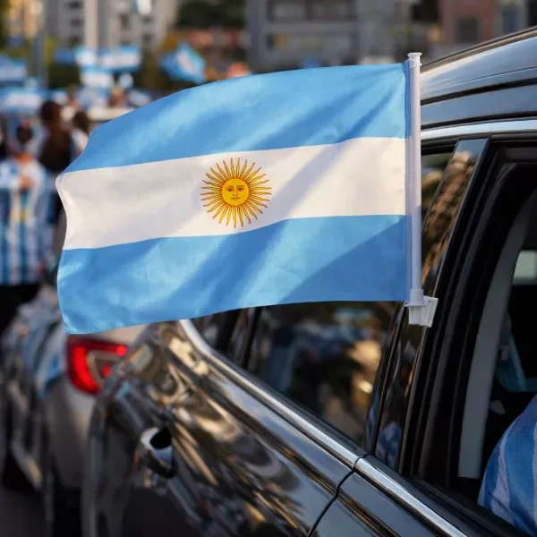 Bandera Argentina para Auto con Soporte 30x45cm