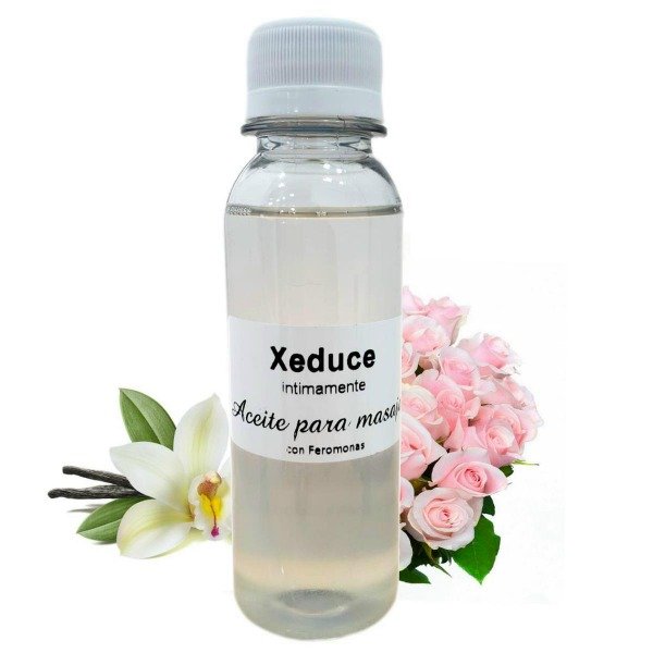 Producto - Aceite sedoso para masajes feromonas aceite esencial de Vainilla y Rosas