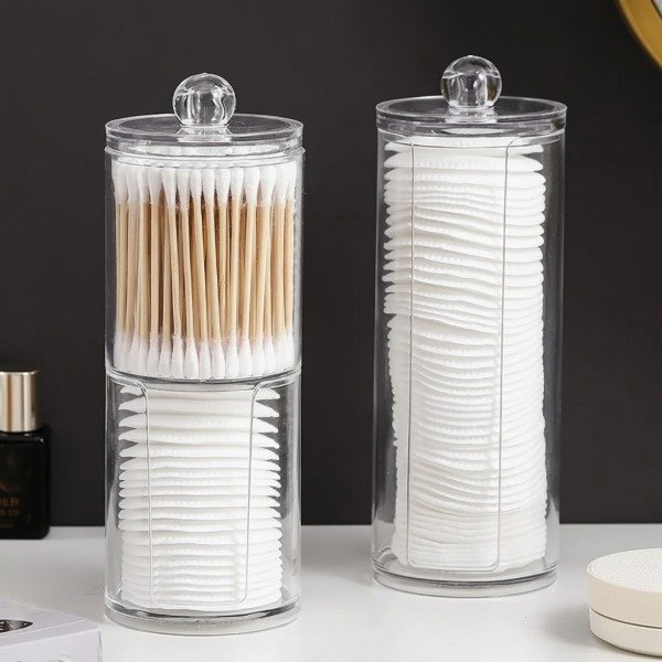 Producto - SET DE BAÑO ORGANIZADOR ACRILICO LISO PORTA HISOPOS, DISCOS ALGODON 3 PIEZAS l - 1