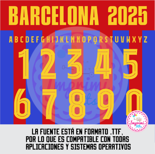Producto - Tipografia Barcelona 2025 Camiseta Ttf Otf Letras Numeros Dorsal