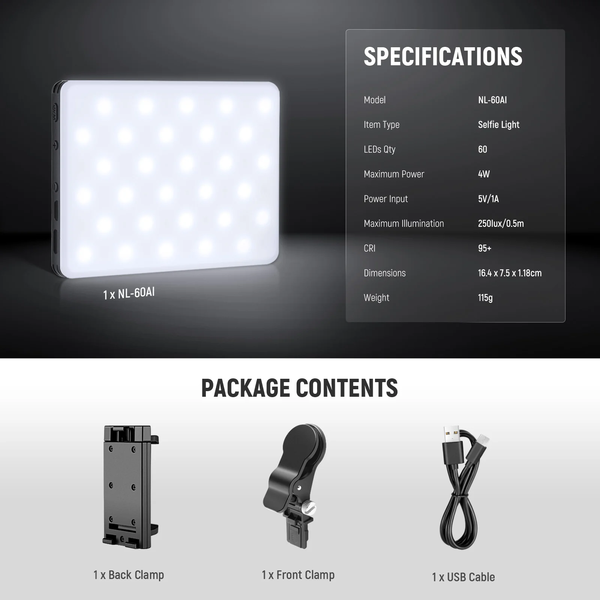 Producto - NEEWER NL-60AI Luz para selfies con clip para teléfono - 1