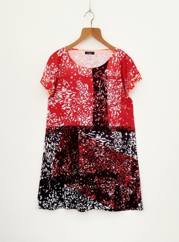 Producto - Vestido -estampa Enredadera en rojo y negro-