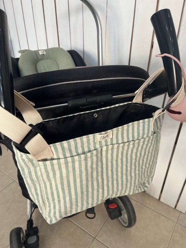 Producto - Organizador Cochecito rayas tusor verde