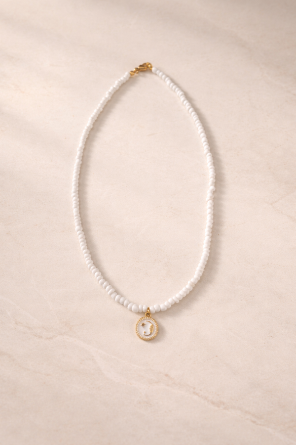 Producto - Collar Encanto Celestial Blanco - Luna y Estrella