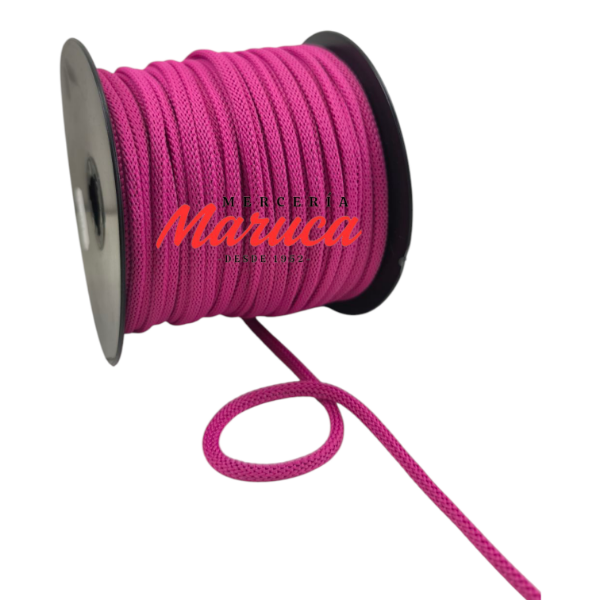 Producto - Cordón poliéster tubular de 4mm Fucsia.