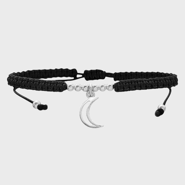 Producto - Pulsera de hilo y Plata 925 - Negro - Luna