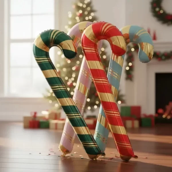 Producto - Globo BASTON CARAMELO con DORADO VERDE 1,5 M