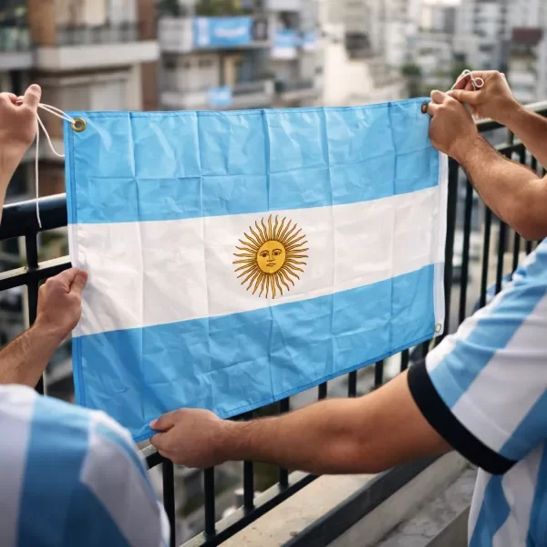 Producto - Bandera Argentina con Sol y Ojales Metálicos 90x60cm