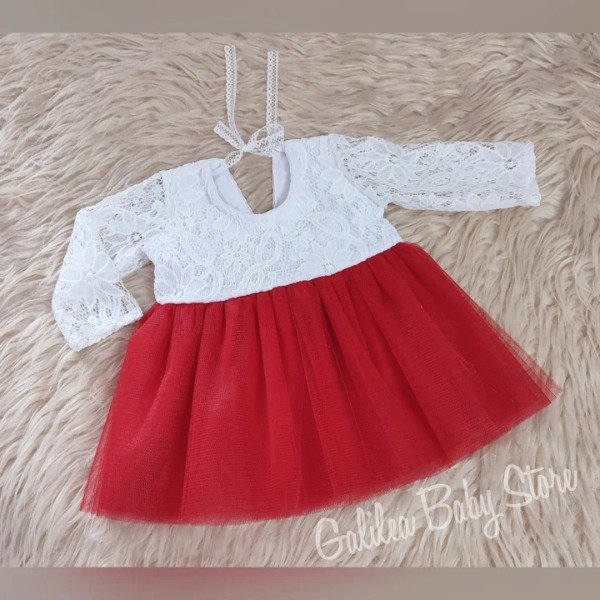 Producto - VESTIDO MARY MANGAS LARGAS BLANCO Y ROJO
