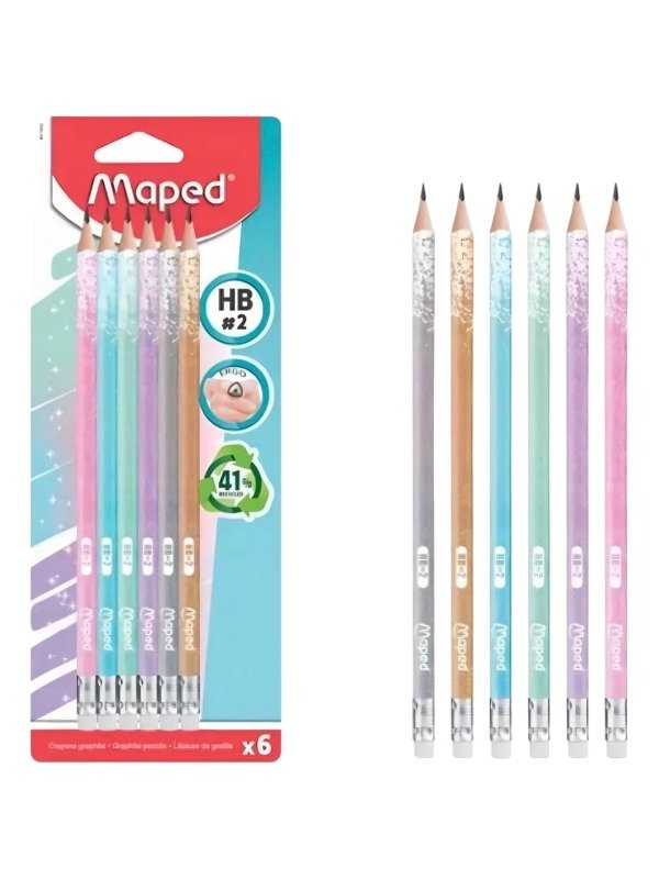 Producto - Lápices Negros Maped Glitter HB X6