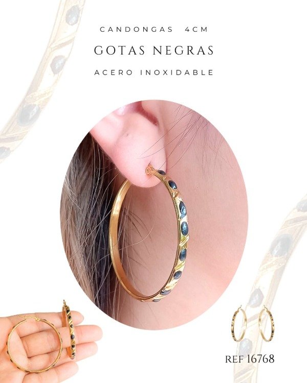 Producto - CANDONGAS  4CM GOTAS NEGRAS REF 16768