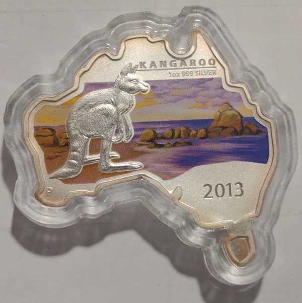 Producto - Australia 1 onza de plata 999 año 2013 mapa canguro