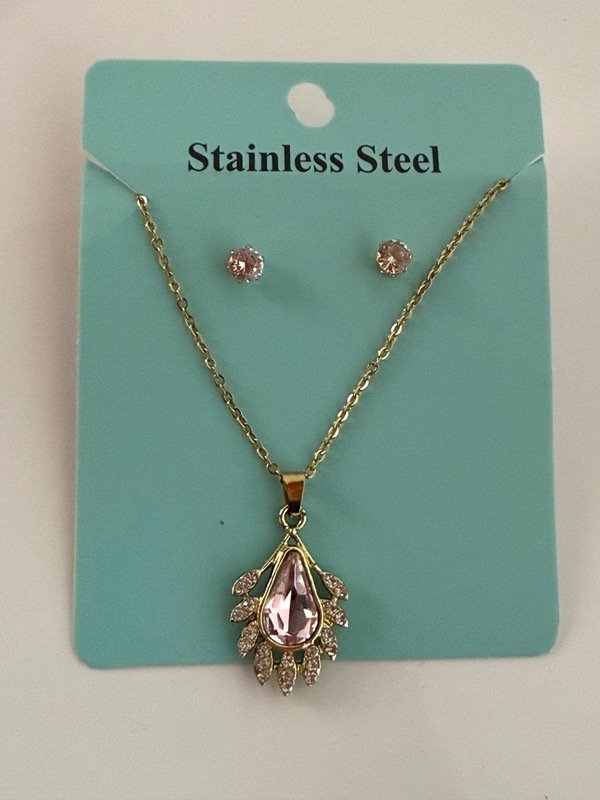 Producto - CD119 Conjunto acero dorado collar + aros