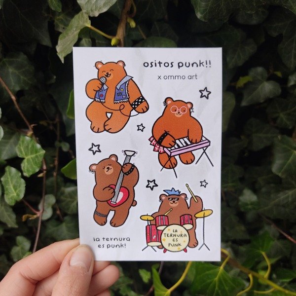 Producto - Plancha de stickers Ositos Punk!