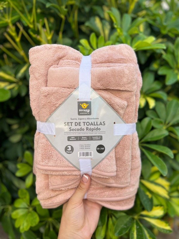 Producto - toallon 3 piezas rosa liso