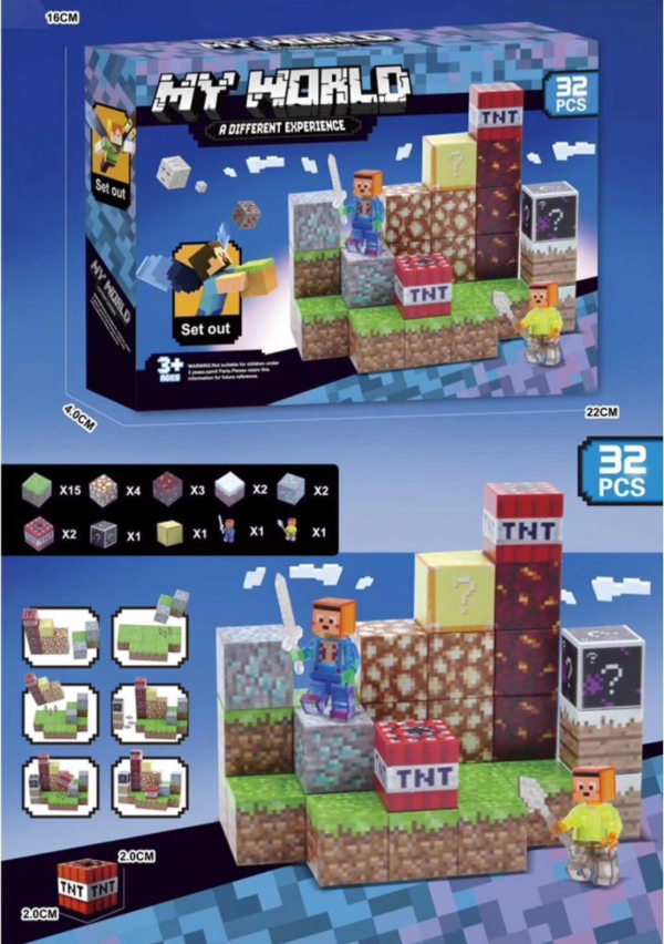 Producto - Cubo Imantado Minecraft Azul 32pz H