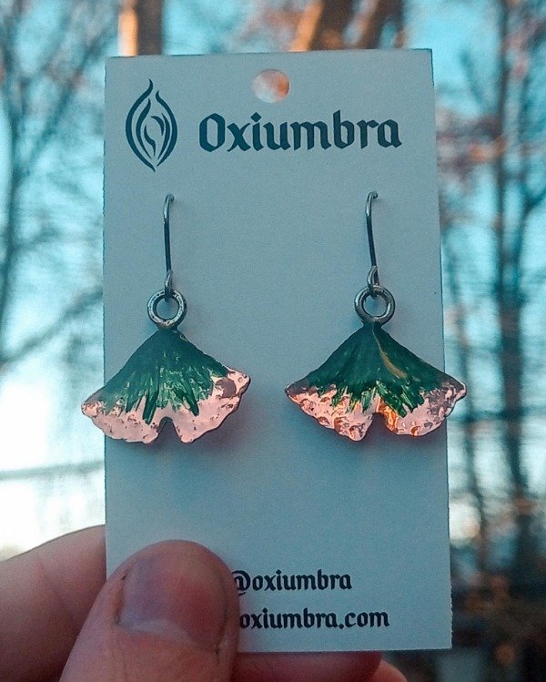 Producto - Aros Ginkgo Verde (cobre)