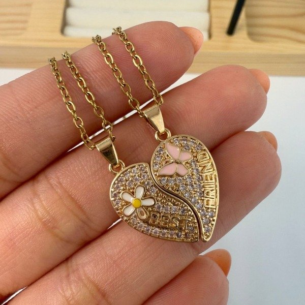 Producto - Collares Dorado Corazón imantado - Best Friends 2X1