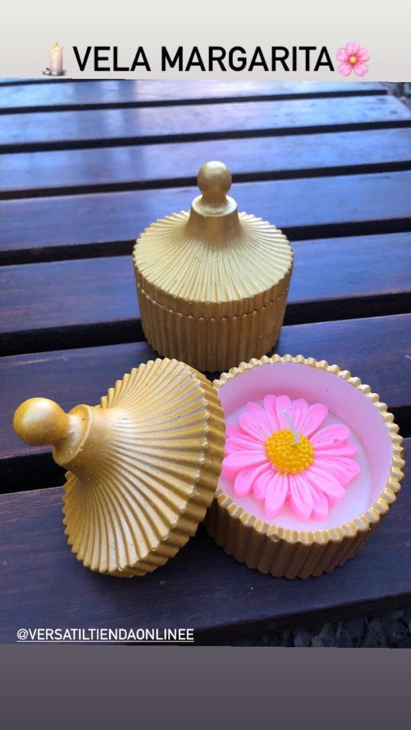 Producto - Vela margarita rosa pimpollo amarillo