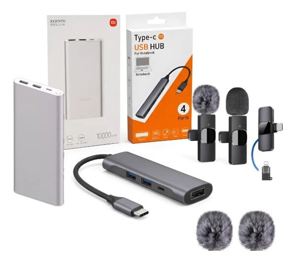 Producto - Kit Creador De Contenido: Micrófono K9 + Hub Type C + Powerbank 10.000mAh - 0