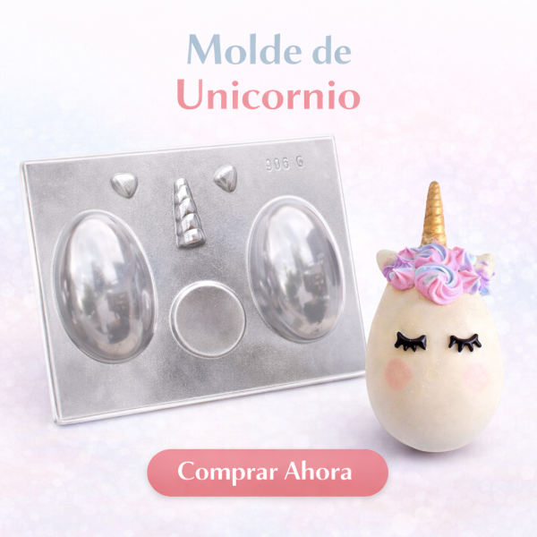 Producto - Molde para 1 huevo de pascua 10cm x 7cm Unicornio paq x 10 unid