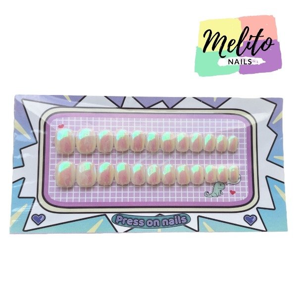 Producto - Press on nails vía láctea y camaleón - BABY ROUND SQUARE