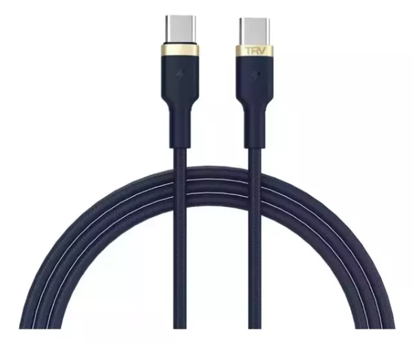 Producto - Cable Type-C a Type-C -3A -1mts -65W -nylon mallado -blue -TRV (CAB118)