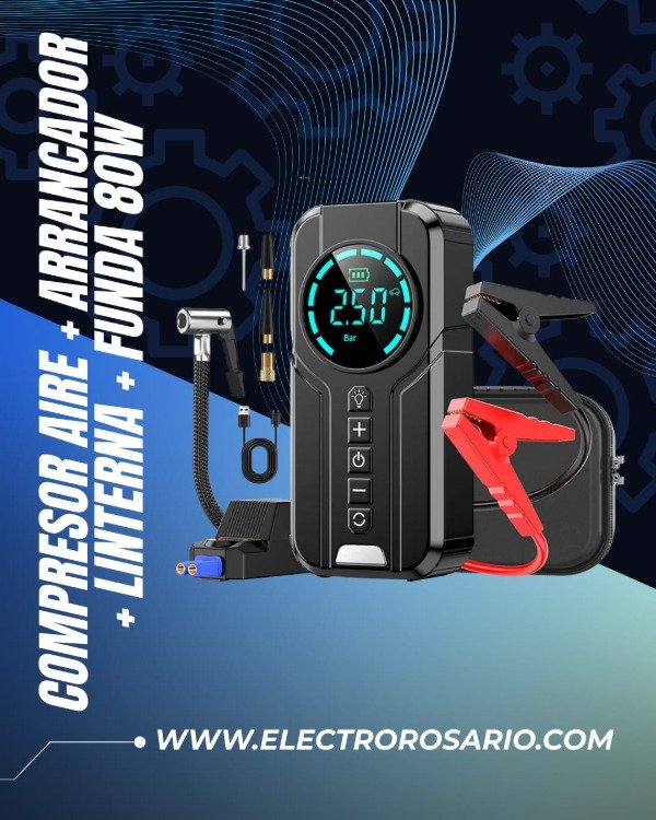 Producto - COMPRESOR AIRE + ARRANCADOR + LINTERNA + FUNDA 80W