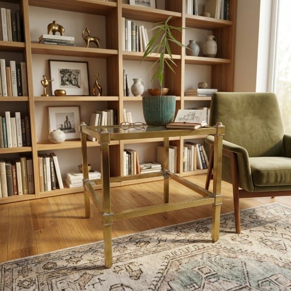 Producto - Mesa Auxiliar de Bronce y Vidrio - 0
