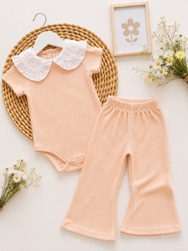 Producto - CONJUNTO BRODERY SALMÓN (BODY + PANTALÓN OXFORD)