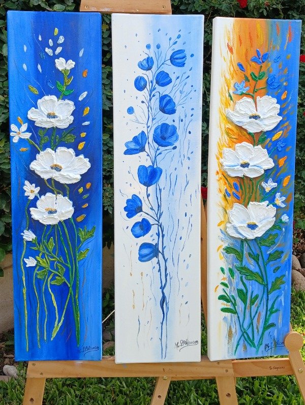 Producto - Cuadro Decorativo- Tríptico de Flores Silvestres