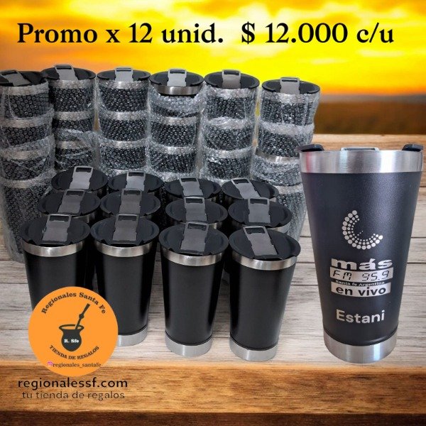 Producto - Vaso de acero Termico con grabado laser precio unitario x mas de 12 unidades