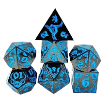 Producto - Set de 7 Dados de Metal - Negro y Azul